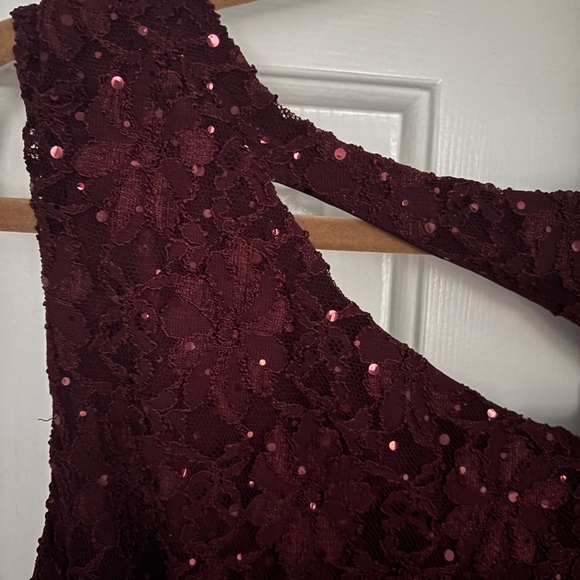 Connected Apparel Burgundy sparkly  Dress - Picture 2 of 4